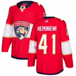 Mens Adidas Florida Panthers 41 Aleksi Heponiemi Premier Red Home NHL Jersey 