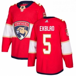 Mens Adidas Florida Panthers 5 Aaron Ekblad Authentic Red Home NHL Jersey 