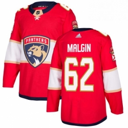 Mens Adidas Florida Panthers 62 Denis Malgin Authentic Red Home NHL Jersey 