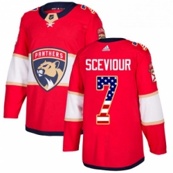 Mens Adidas Florida Panthers 7 Colton Sceviour Authentic Red USA Flag Fashion NHL Jersey 