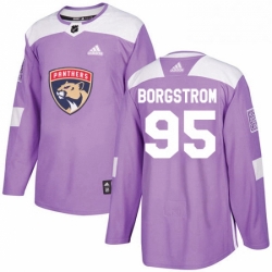 Mens Adidas Florida Panthers 95 Henrik Borgstrom Authentic Purple Fights Cancer Practice NHL Jersey 