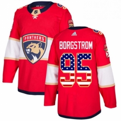 Mens Adidas Florida Panthers 95 Henrik Borgstrom Authentic Red USA Flag Fashion NHL Jersey 