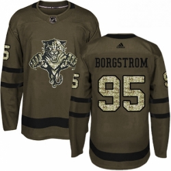 Mens Adidas Florida Panthers 95 Henrik Borgstrom Premier Green Salute to Service NHL Jersey 