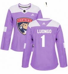 Womens Adidas Florida Panthers 1 Roberto Luongo Authentic Purple Fights Cancer Practice NHL Jersey 