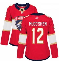 Womens Adidas Florida Panthers 12 Ian McCoshen Authentic Red Home NHL Jersey 