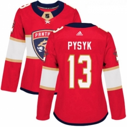 Womens Adidas Florida Panthers 13 Mark Pysyk Authentic Red Home NHL Jersey 
