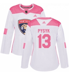 Womens Adidas Florida Panthers 13 Mark Pysyk Authentic WhitePink Fashion NHL Jersey 