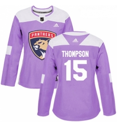 Womens Adidas Florida Panthers 15 Paul Thompson Authentic Purple Fights Cancer Practice NHL Jersey 