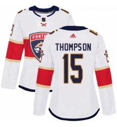 Womens Adidas Florida Panthers 15 Paul Thompson Authentic White Away NHL Jersey 