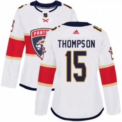Womens Adidas Florida Panthers 15 Paul Thompson Authentic White Away NHL Jersey 