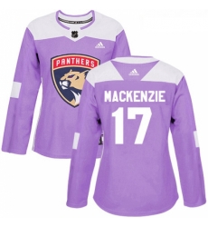 Womens Adidas Florida Panthers 17 Derek MacKenzie Authentic Purple Fights Cancer Practice NHL Jersey 
