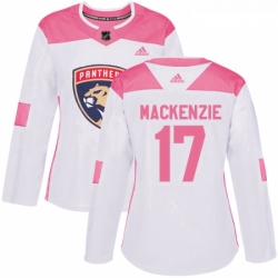 Womens Adidas Florida Panthers 17 Derek MacKenzie Authentic WhitePink Fashion NHL Jersey 
