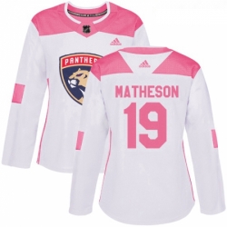 Womens Adidas Florida Panthers 19 Michael Matheson Authentic WhitePink Fashion NHL Jersey 