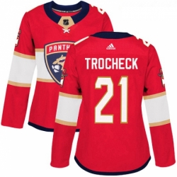 Womens Adidas Florida Panthers 21 Vincent Trocheck Authentic Red Home NHL Jersey 