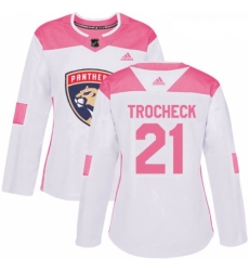 Womens Adidas Florida Panthers 21 Vincent Trocheck Authentic WhitePink Fashion NHL Jersey 