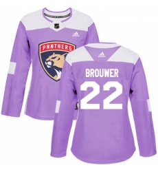 Womens Adidas Florida Panthers 22 Troy Brouwer Authentic Purple Fights Cancer Practice NHL Jersey 