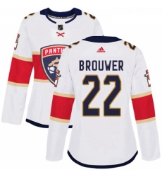 Womens Adidas Florida Panthers 22 Troy Brouwer Authentic White Away NHL Jersey 