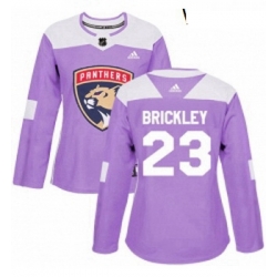Womens Adidas Florida Panthers 23 Connor Brickley Authentic Purple Fights Cancer Practice NHL Jersey 