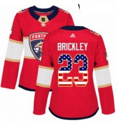 Womens Adidas Florida Panthers 23 Connor Brickley Authentic Red USA Flag Fashion NHL Jersey 