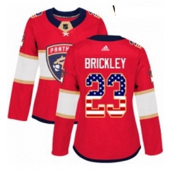 Womens Adidas Florida Panthers 23 Connor Brickley Authentic Red USA Flag Fashion NHL Jersey 