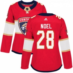 Womens Adidas Florida Panthers 28 Serron Noel Authentic Red Home NHL Jersey 