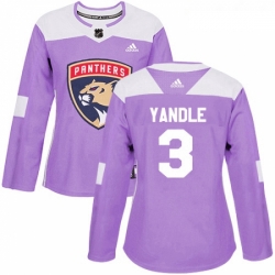 Womens Adidas Florida Panthers 3 Keith Yandle Authentic Purple Fights Cancer Practice NHL Jersey 