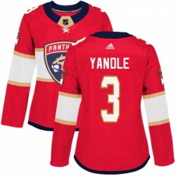 Womens Adidas Florida Panthers 3 Keith Yandle Authentic Red Home NHL Jersey 