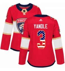 Womens Adidas Florida Panthers 3 Keith Yandle Authentic Red USA Flag Fashion NHL Jersey 