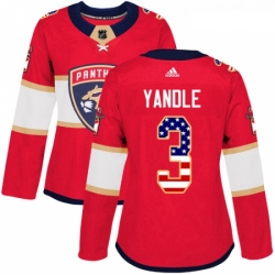 Womens Adidas Florida Panthers 3 Keith Yandle Authentic Red USA Flag Fashion NHL Jersey 