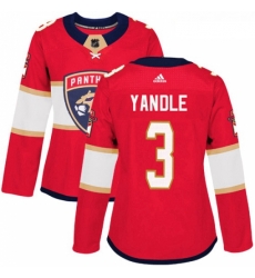 Womens Adidas Florida Panthers 3 Keith Yandle Premier Red Home NHL Jersey 