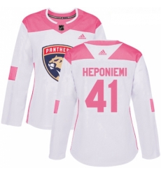 Womens Adidas Florida Panthers 41 Aleksi Heponiemi Authentic WhitePink Fashion NHL Jersey 