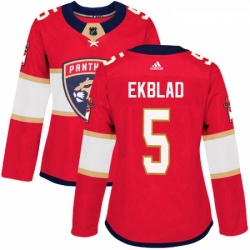 Womens Adidas Florida Panthers 5 Aaron Ekblad Authentic Red Home NHL Jersey 