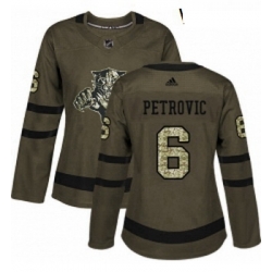 Womens Adidas Florida Panthers 6 Alex Petrovic Authentic Green Salute to Service NHL Jersey 