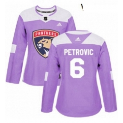 Womens Adidas Florida Panthers 6 Alex Petrovic Authentic Purple Fights Cancer Practice NHL Jersey 