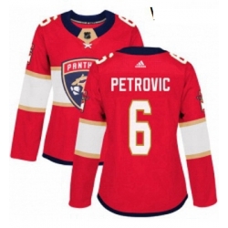 Womens Adidas Florida Panthers 6 Alex Petrovic Authentic Red Home NHL Jersey 