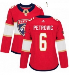 Womens Adidas Florida Panthers 6 Alex Petrovic Premier Red Home NHL Jersey 