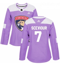 Womens Adidas Florida Panthers 7 Colton Sceviour Authentic Purple Fights Cancer Practice NHL Jersey 