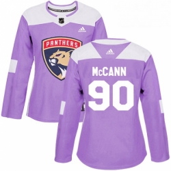 Womens Adidas Florida Panthers 90 Jared McCann Authentic Purple Fights Cancer Practice NHL Jersey 