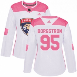 Womens Adidas Florida Panthers 95 Henrik Borgstrom Authentic WhitePink Fashion NHL Jersey 