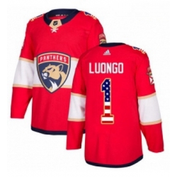 Youth Adidas Florida Panthers 1 Roberto Luongo Authentic Red USA Flag Fashion NHL Jersey 