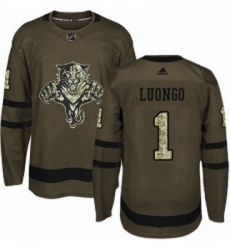 Youth Adidas Florida Panthers 1 Roberto Luongo Premier Green Salute to Service NHL Jersey 