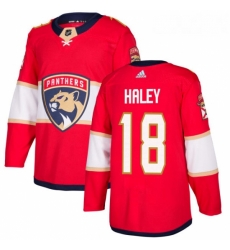 Youth Adidas Florida Panthers 18 Micheal Haley Authentic Red Home NHL Jersey 
