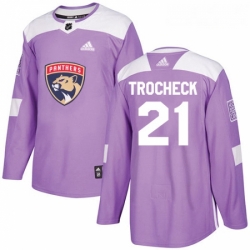 Youth Adidas Florida Panthers 21 Vincent Trocheck Authentic Purple Fights Cancer Practice NHL Jersey 