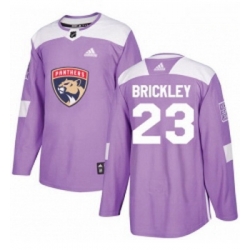 Youth Adidas Florida Panthers 23 Connor Brickley Authentic Purple Fights Cancer Practice NHL Jersey 