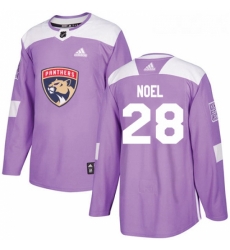 Youth Adidas Florida Panthers 28 Serron Noel Authentic Purple Fights Cancer Practice NHL Jersey 