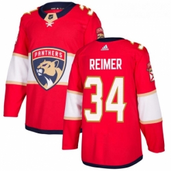 Youth Adidas Florida Panthers 34 James Reimer Authentic Red Home NHL Jersey 