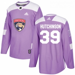 Youth Adidas Florida Panthers 39 Michael Hutchinson Authentic Purple Fights Cancer Practice NHL Jersey 