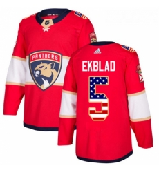 Youth Adidas Florida Panthers 5 Aaron Ekblad Authentic Red USA Flag Fashion NHL Jersey 