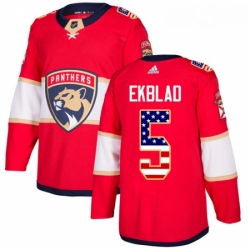 Youth Adidas Florida Panthers 5 Aaron Ekblad Authentic Red USA Flag Fashion NHL Jersey 