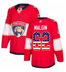 Youth Adidas Florida Panthers 62 Denis Malgin Authentic Red USA Flag Fashion NHL Jersey 